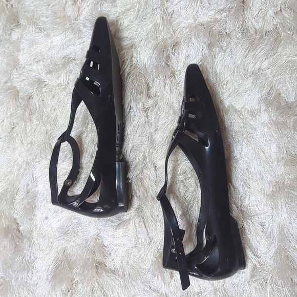 Melissa Spider Women's Jelly Shoes Black Ankle Strap Flats 6 - Picture 2 of 6